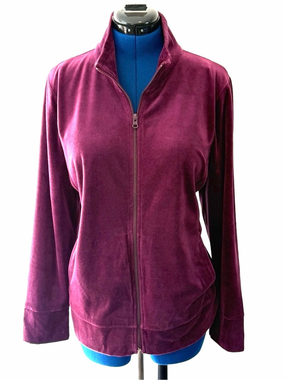 Talbots Plum Velvet Zip-Front Jacket